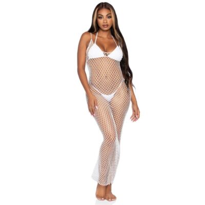 Alternative view of vestido maxi de leg avenue twist net tamanho único branco