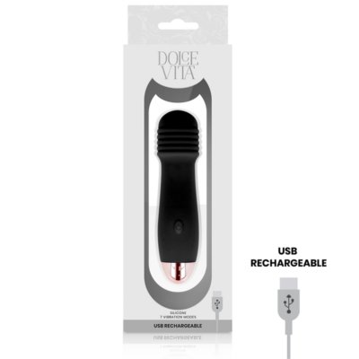 Vibrador recarregável dolce vita três preto 7 velocidades dolce vita caliente. Pt