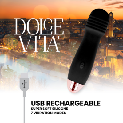 Vibrador recarregável dolce vita três preto 7 velocidades dolce vita caliente. Pt