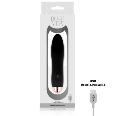 Vibrador recarregável dolce vita quatro preto 7 velocidades dolce vita caliente. Pt