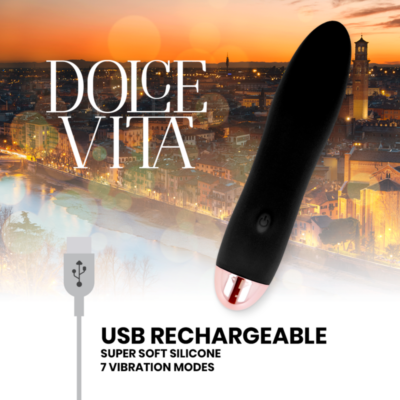 Vibrador recarregável dolce vita quatro preto 7 velocidades dolce vita caliente. Pt