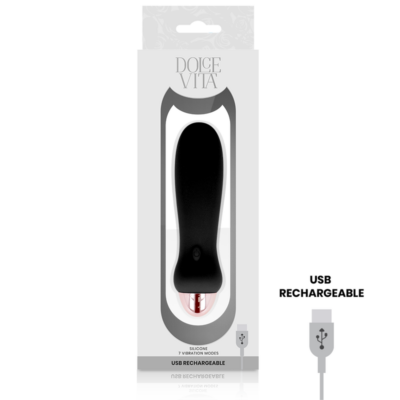 Vibrador recarregável dolce vita cinco preto 7 velocidades dolce vita caliente. Pt