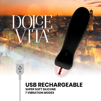 Vibrador recarregável dolce vita cinco preto 7 velocidades dolce vita caliente. Pt