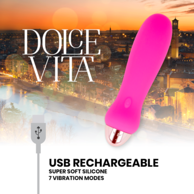 Vibrador recarregável dolce vita cinco pink 7 velocidades dolce vita caliente. Pt