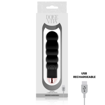 Vibrador recarregável dolce vita seis preto 7 velocidades dolce vita caliente. Pt