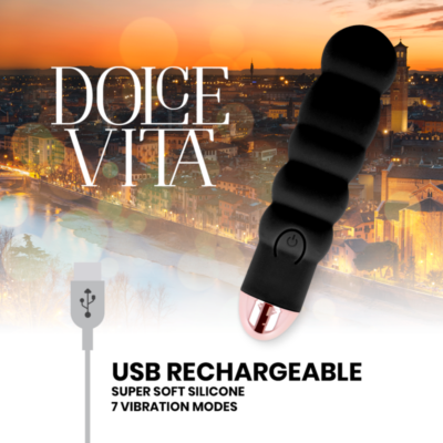 Vibrador recarregável dolce vita seis preto 7 velocidades dolce vita caliente. Pt