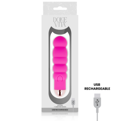 Vibrador recarregável dolce vita seis pink 7 velocidades dolce vita caliente. Pt