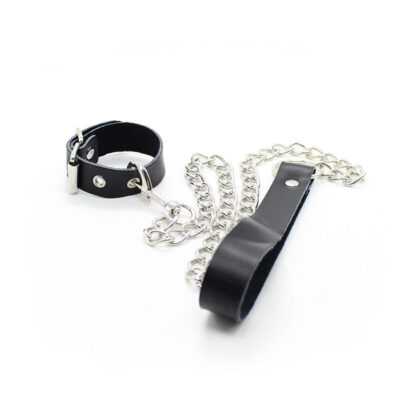 Alternative view of OHMAMA COLAR PARA PÊNIS E CINTO DE COURO COM CORRENTE DE METAL