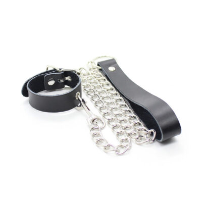 Ohmama colar com suporte de couro para pênis e corrente de metal ohmama fetish caliente. Pt
