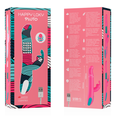 Happy loky pluto coelho vibrador e rotador relógio com tecnologia sem fio compatível happy loky caliente. Pt