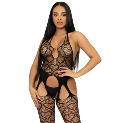 Leg avenue bodystocking de red con tirantes talla nica - negro