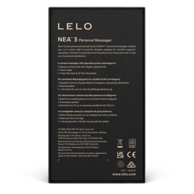 Lelo nea 3 pessoal massager - pitch black lelo caliente. Pt