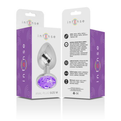 Intense - plugue anal de alumínio metal com vidro violeta tamanho m intense anal toys caliente. Pt
