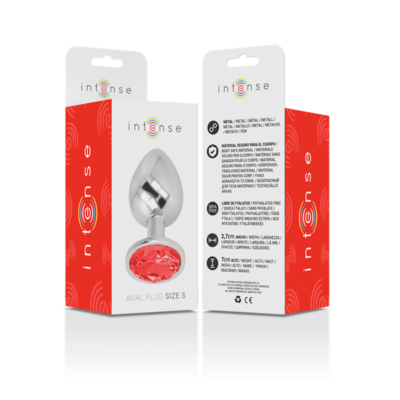 Intense - plugue anal de alumínio de metal com vidro vermelho tamanho p intense anal toys caliente. Pt