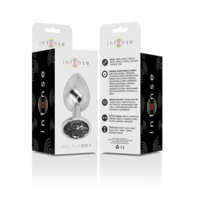 Intense - plugue anal de alumínio de metal com vidro preto tamanho s intense anal toys caliente. Pt