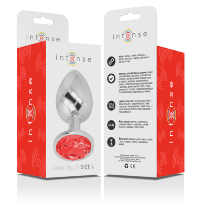 Intense - plugue anal de alumínio de metal com vidro vermelho tamanho l intense anal toys caliente. Pt