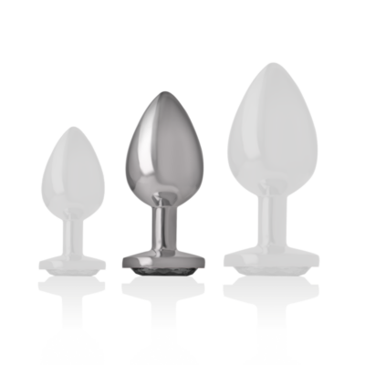 Intense - plugue anal de alumínio metal com vidro preto tamanho m intense anal toys caliente. Pt