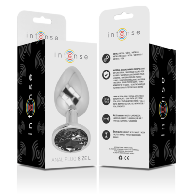 Intense - plugue anal de metal de alumínio com vidro preto tamanho l intense anal toys caliente. Pt