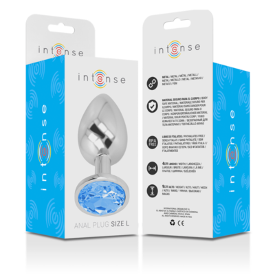 Intense - plug anal de alumínio metal com vidro azul tamanho l intense anal toys caliente. Pt