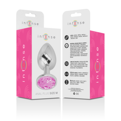 Intense - plugue anal de metal de alumínio com vidro rosa tamanho m intense anal toys caliente. Pt