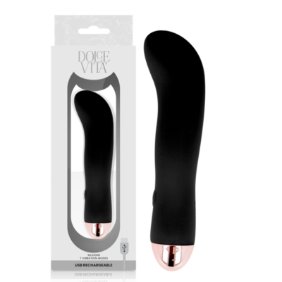 VIBRADOR RECARREGÁVEL DOLCE VITA DOIS PRETO 7 VELOCIDADE