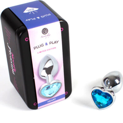 Alternative view of SECRET PLAY - METAL BUTT PLUG CORAÇÃO AZUL TAMANHO PEQUENO 7 CM