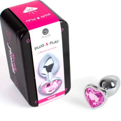 Alternative view of SECRET PLAY - METAL BUTT PLUG FÚCSIA CORAÇÃO TAMANHO PEQUENO 7 CM