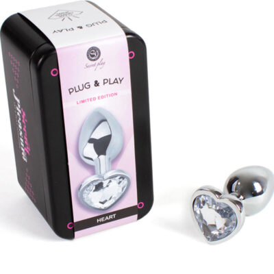 Alternative view of SECRET PLAY - METAL BUTT PLUG CORAÇÃO DE CRISTAL TRANSPARENTE TAMANHO PEQUENO 7 CM