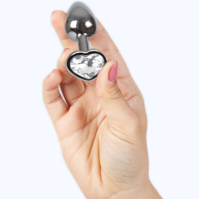 Secret play - metal butt plug coração de cristal transparente tamanho pequeno 7 cm secretplay toys caliente. Pt