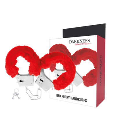 Alternative view of DARKNESS  PLEASURE FURRY HANDCUFFS RED