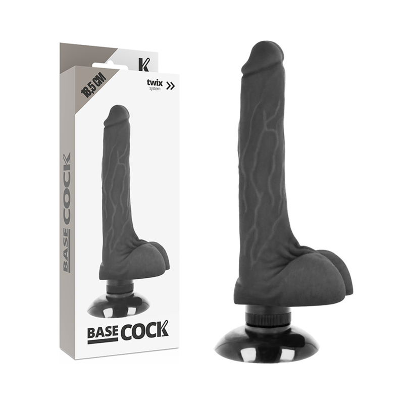 BASECOCK REALISTIC VIBRATOR 2-1 BLACK 18.5 CM 1 Basecock realistic vibrator 2-1 black 18. 5 cm