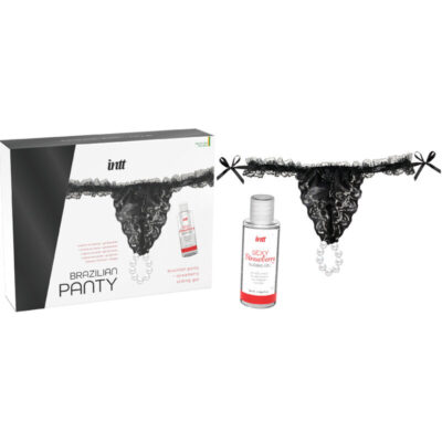 Intt - calça brasileira preta com pérolas e gel lubrificante 50ml intt releases caliente. Pt