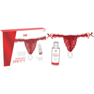 Intt - calça brasileira vermelha com pérolas e gel lubrificante 50ml intt releases caliente. Pt