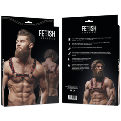 Fetish submissive attitude - eco leather chest strap harness men black/red fetish submissive attitude caliente. Pt