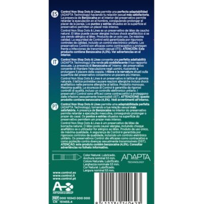 Alternative view of CONTROL NONSTOP DOTS AND LINES CONDOMS 12 UNITS