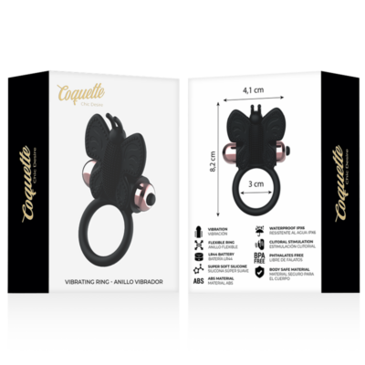 ANEL COQUETE CHIC DESIRE BORBOLETA COM VIBRADOR PRETO/ OURO 15 Anel coquete chic desire borboleta com vibrador preto/ ouro coquette toys caliente. Pt