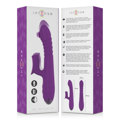Intenso - vibrador multifunção iggy para cima e para baixo com estimulador clitórico roxo intense fun caliente. Pt