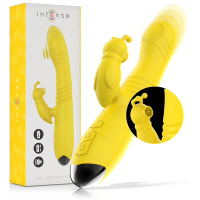 Alternative view of INTENSO - VIBRADOR MULTIFUNÇÃO TOKY PARA CIMA E PARA BAIXO COM ESTIMULADOR CLITÓRICO AMARELO