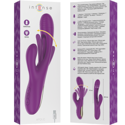 Intense™ - apolo vibrador multifunção recarregável 7 vibrações com língua oscilante roxa intense fun caliente. Pt