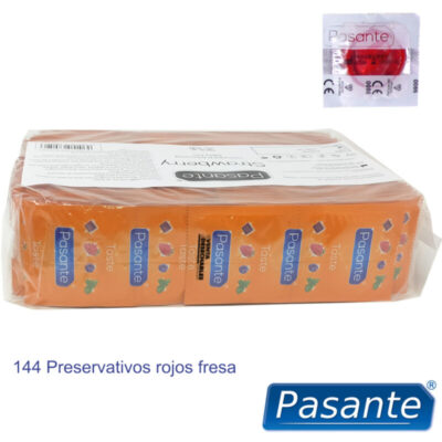 Pasante - saco de preservativo sabor morango 144 unidades pasante caliente. Pt