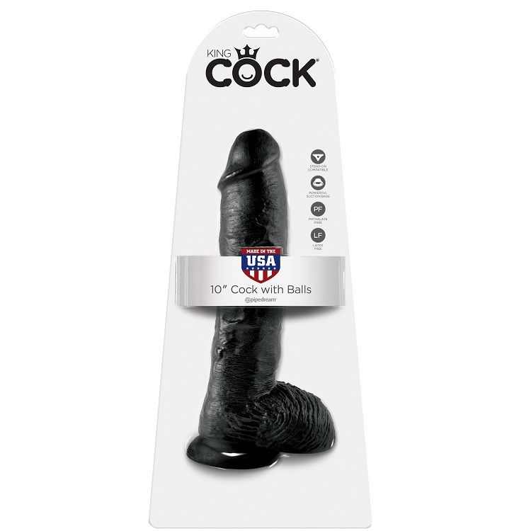 King cock 10" galo preto com bolas 25,4 cm king cock caliente. Pt
