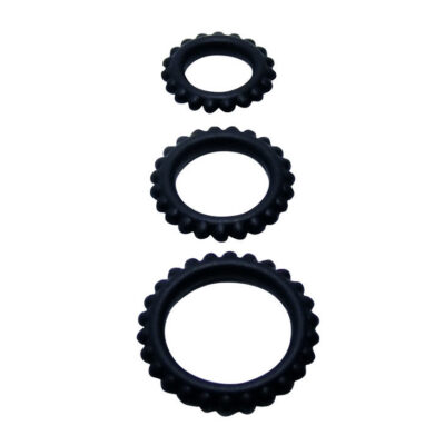 Alternative view of BAILE  TITAN SET 3PCS COCK RING BLACK 2.8 + 2.4 + 1.9 CM