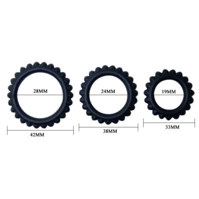 Conjunto de baile titan 3pcs cock ring preto 2. 8 + 2. 4 + 1. 9 cm baile for him caliente. Pt