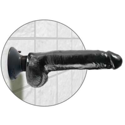 King cock galo vibrante 23 cm com bolas preto king cock caliente. Pt