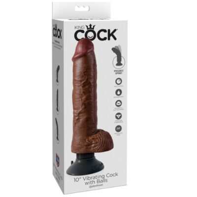 King cock 25,5 cm vibrador com bolas castanho king cock caliente. Pt