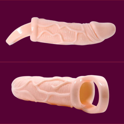 Tampa vibratória de extensão homem para pênis com correia de carne de 13,5 cm baile for him caliente. Pt