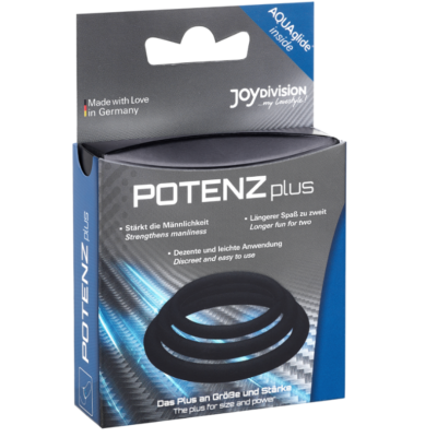 POTENZ PLUS CONJUNTO DE 3 ANÉIS PRETOS - S, M, L 5 Potenz plus 3 black rings set - s, m, l joydivision potenzduo caliente. Pt