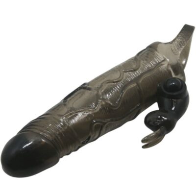 Capa de pênis brave man com coelho preto 16,5 cm baile for him caliente. Pt