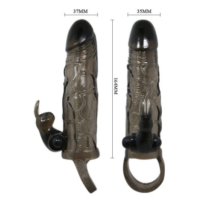Capa de pênis brave man com coelho preto 16,5 cm baile for him caliente. Pt