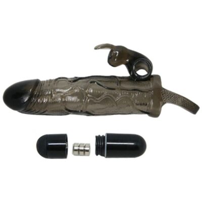 Capa de pênis brave man com coelho preto 16,5 cm baile for him caliente. Pt